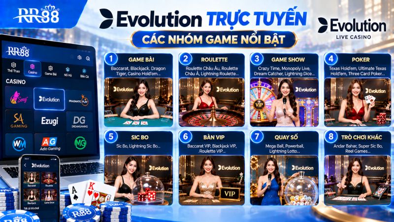 Evolution TRỰC TUYẾN có những nhóm game nào?