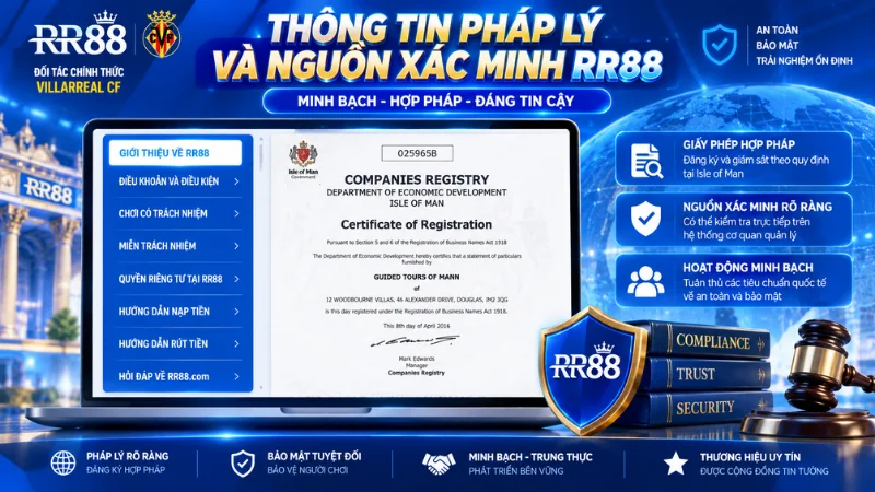 Thông tin pháp lý và nguồn xác minh RR88
